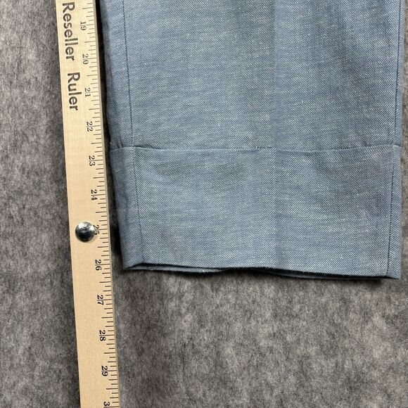 Zara Linen Cotton Blend Flat Front Chinos Pants Trousers Tapered Leg Med Hi Rise - Picture 6 of 13